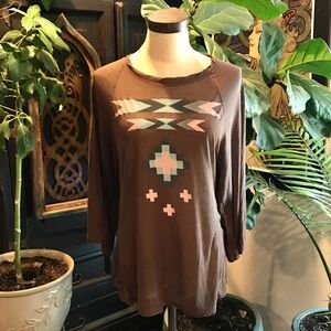 Wildfox kimono sleeve tribal southwest graphic tee
